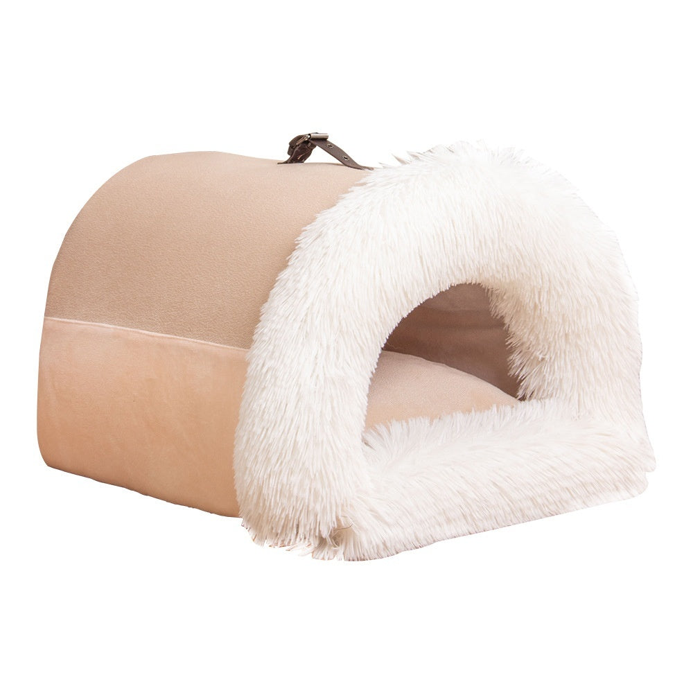 Warm nest for dogs and cats, ideal for autumn and winter, moisture-proof, with long fur.